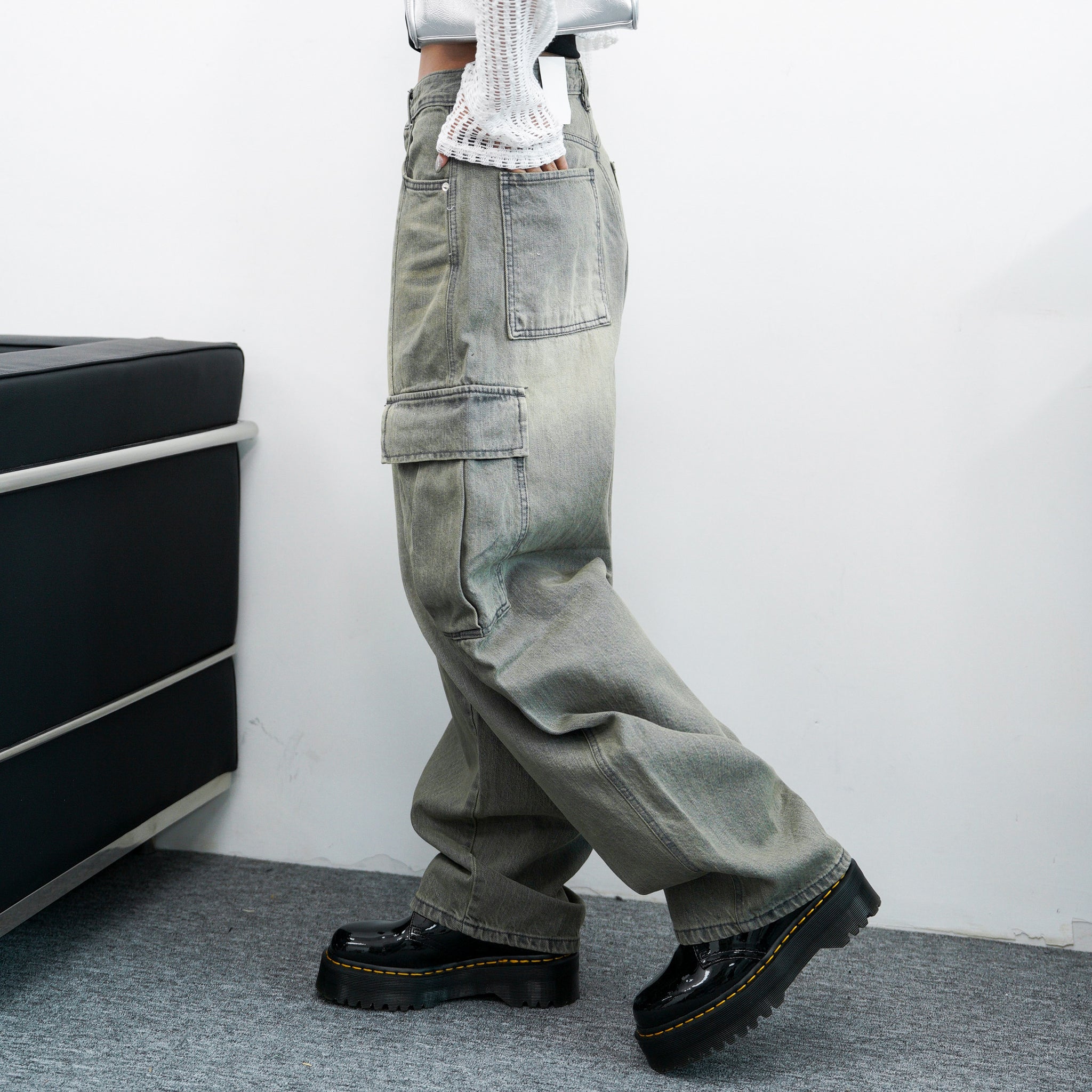 [極高腰] GENE VINTAGE WIDE CARGO DENIM PANTS/ 1色