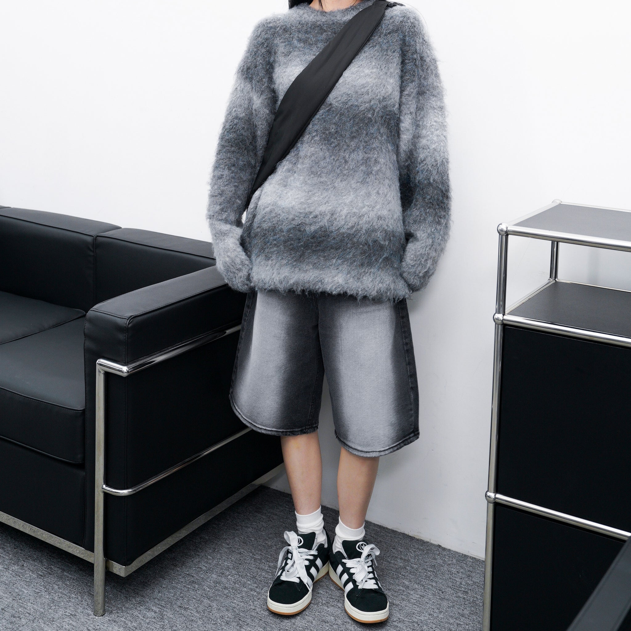 BLACK WASHING BERMUDA DENIM PANTS/ 1色