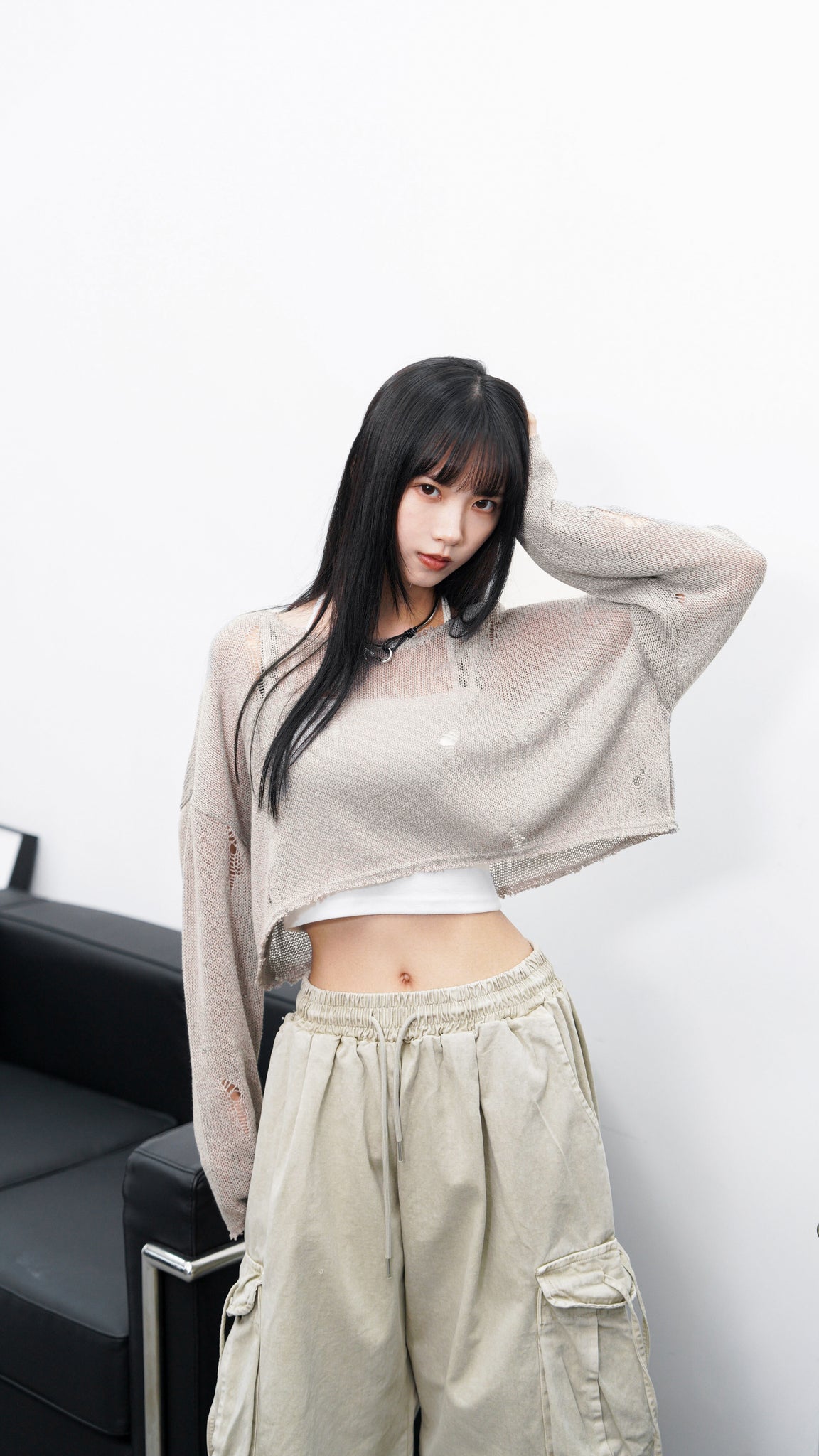 [BEST] DAMAGE CROP KNIT/ 3色
