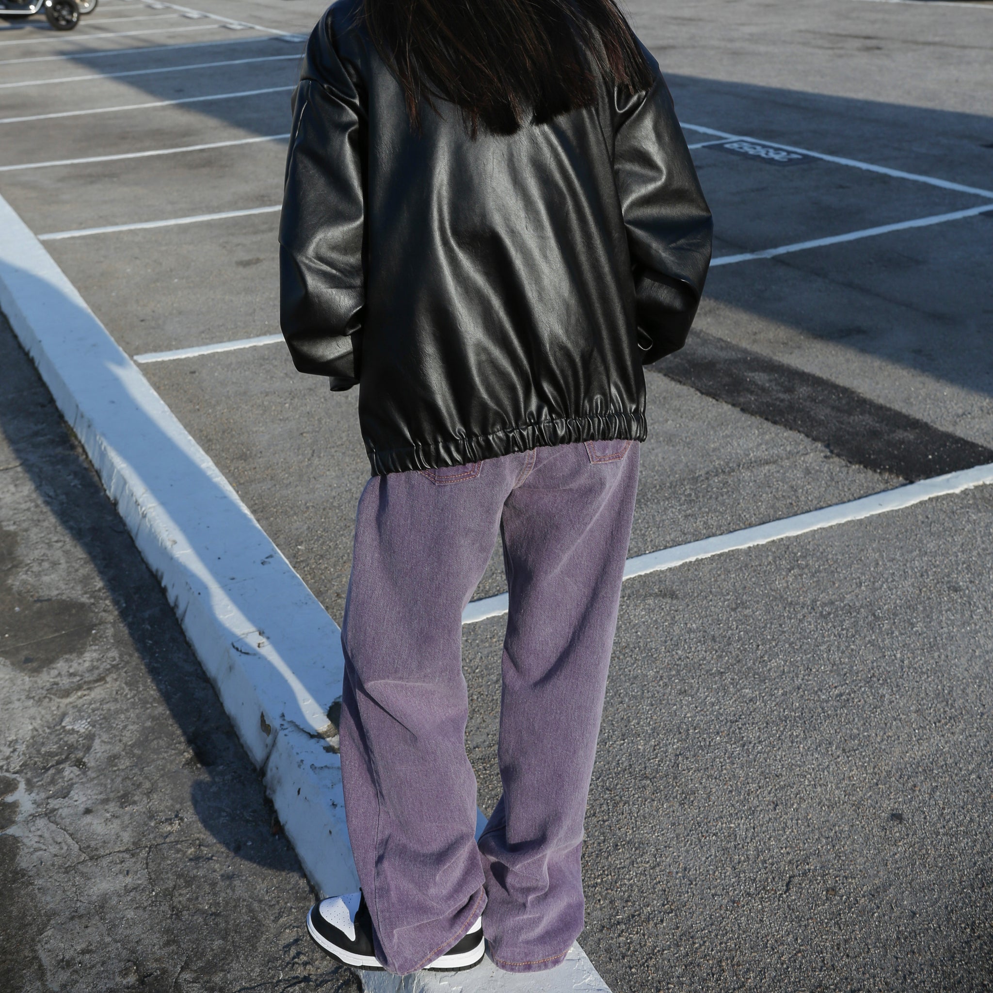[UNISEX] 啪啪鈕Street Style Pin-tuck Leather Jacket/ 1色