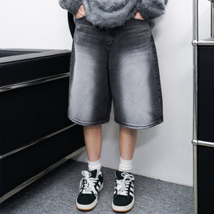 BLACK WASHING BERMUDA DENIM PANTS/ 1色