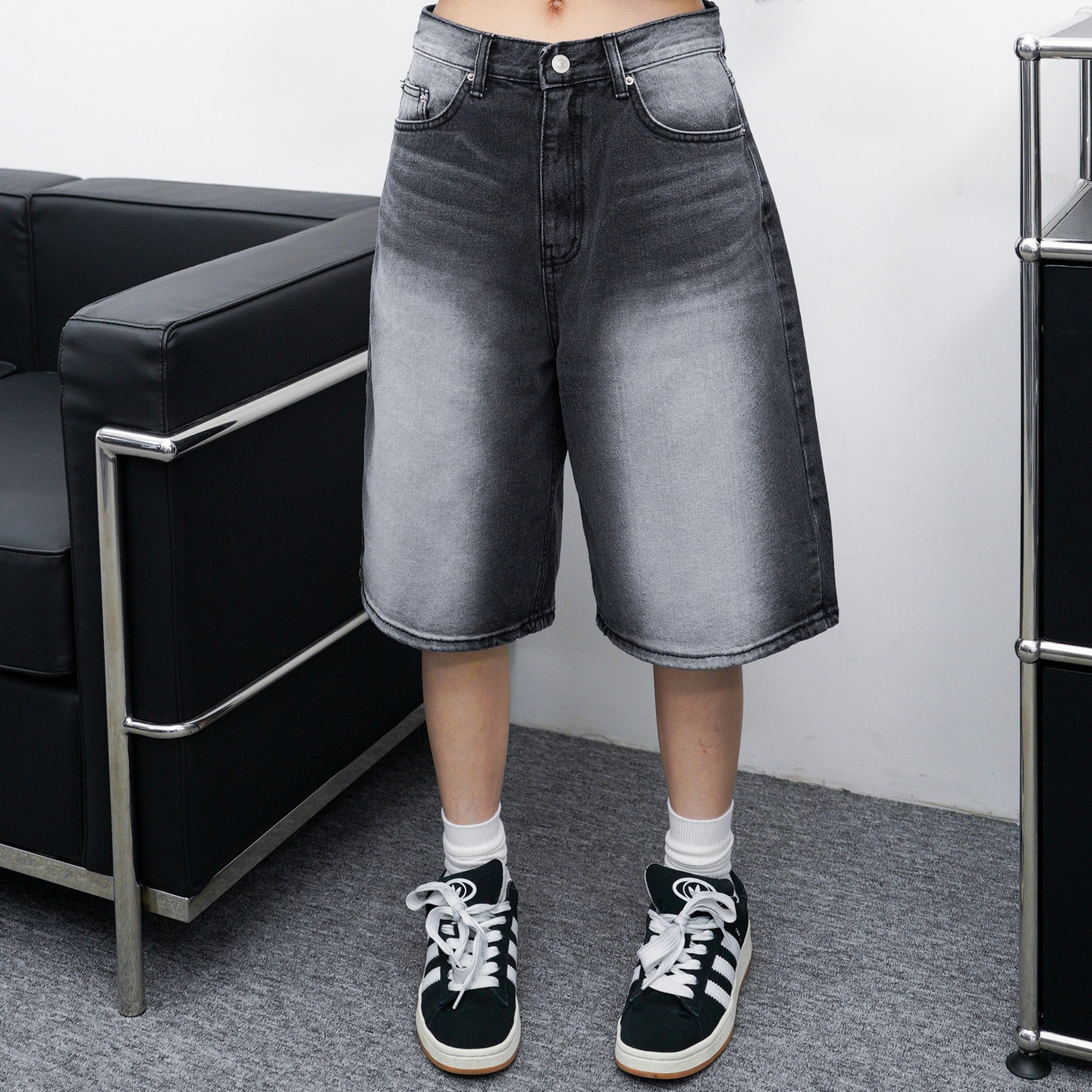 BLACK WASHING BERMUDA DENIM PANTS/ 1色