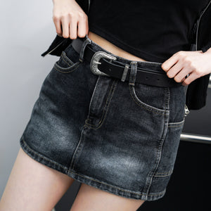 MidNight Washed Denim Skirt Pants/ 1色