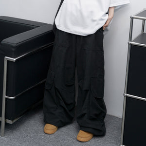UNISEX霧面感WIDE PIN-TUCK CARGO PANTS/ 2色