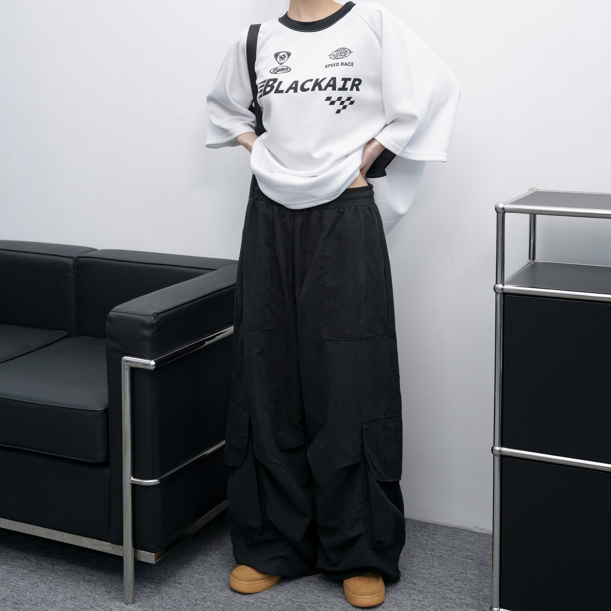 UNISEX霧面感WIDE PIN-TUCK CARGO PANTS/ 2色