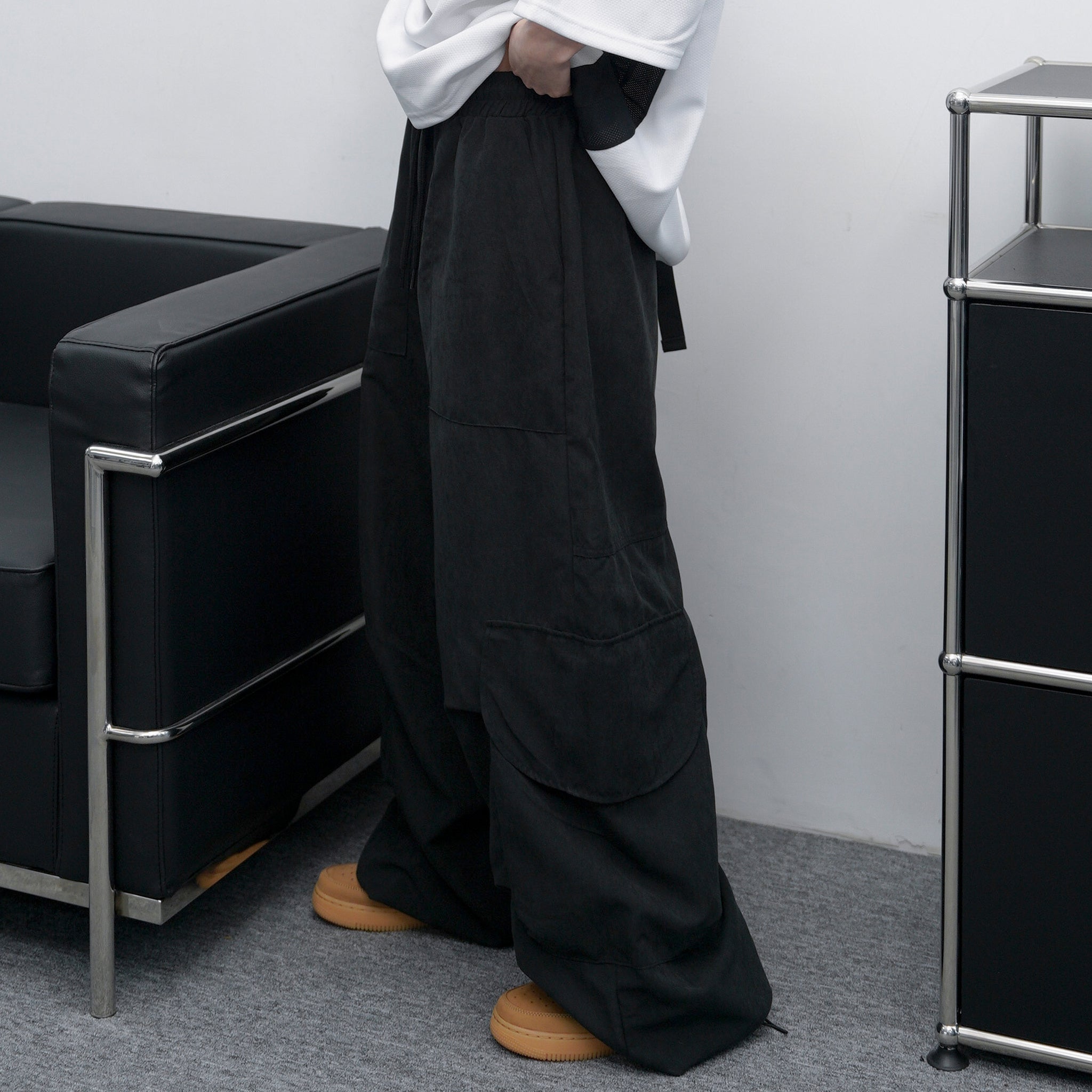 UNISEX霧面感WIDE PIN-TUCK CARGO PANTS/ 2色