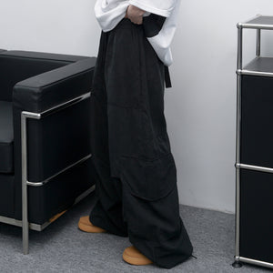 UNISEX霧面感WIDE PIN-TUCK CARGO PANTS/ 2色