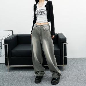 [Vintage] High Waist Summer Washed Wide Denim Pants/ 1色
