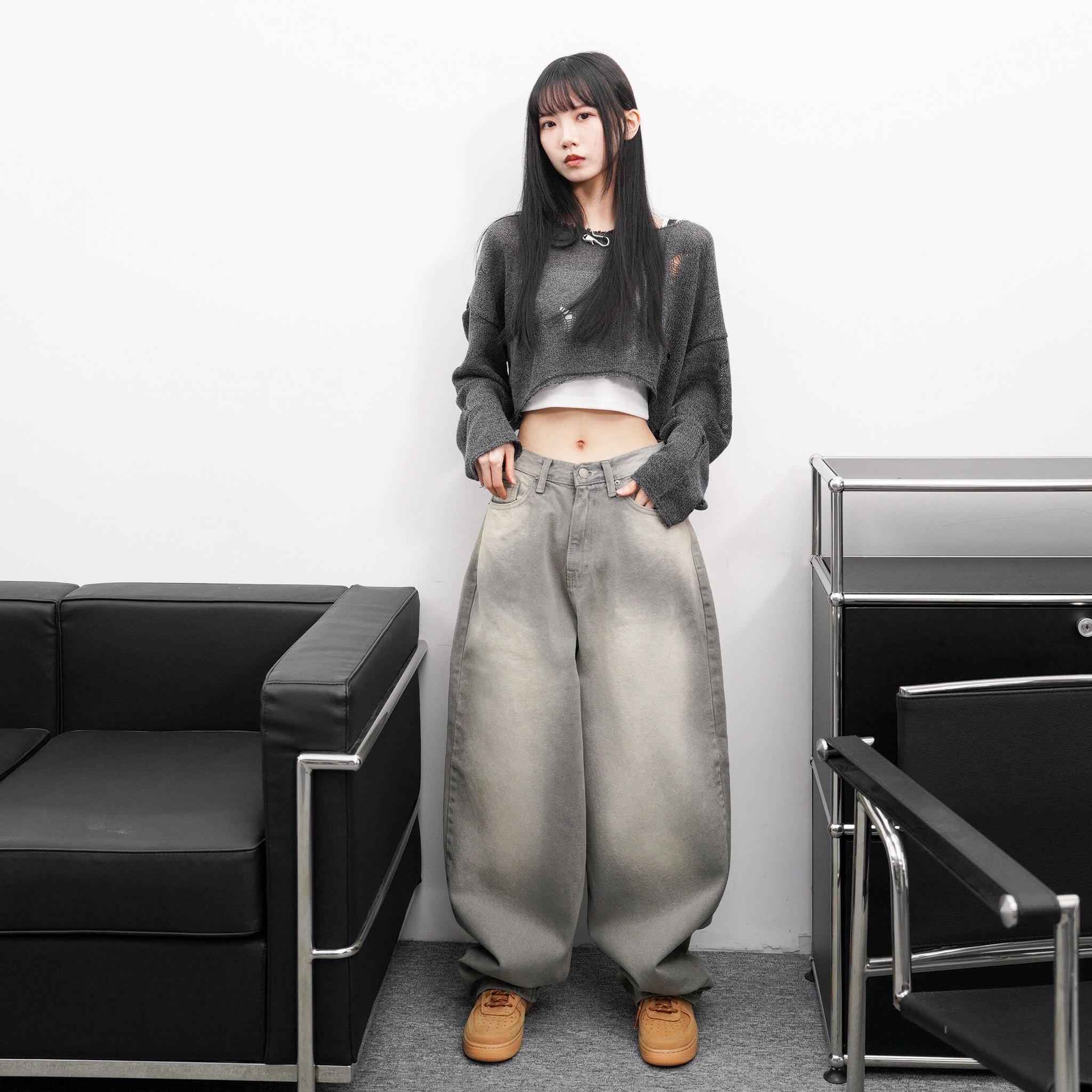 [BEST] DAMAGE CROP KNIT/ 3色