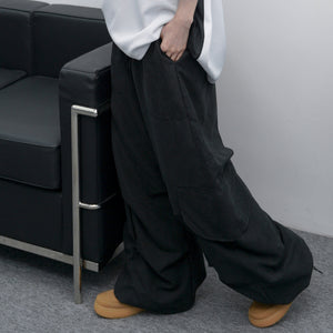 UNISEX霧面感WIDE PIN-TUCK CARGO PANTS/ 2色