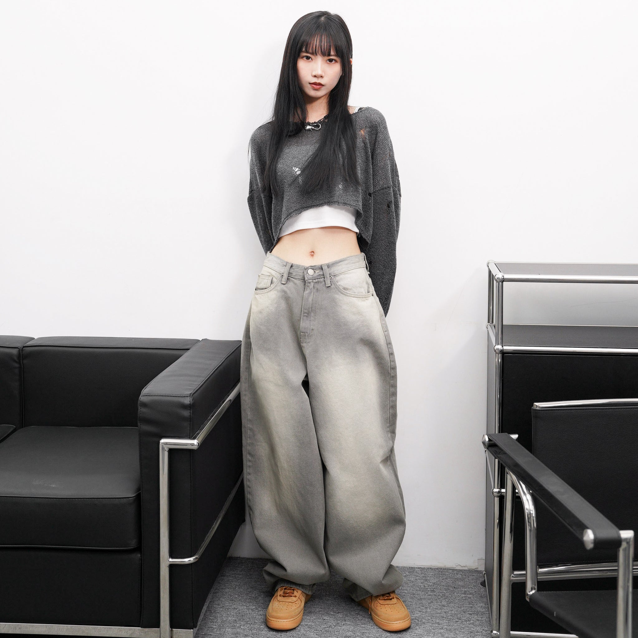 [BEST] DAMAGE CROP KNIT/ 3色