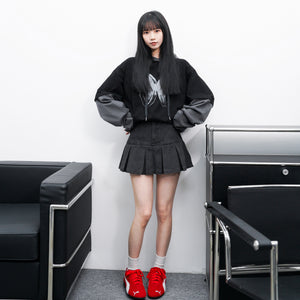 [UNISEX] 假兩件拼袖BUTTERFLY HOODED LONG SLEEVE/ 1色