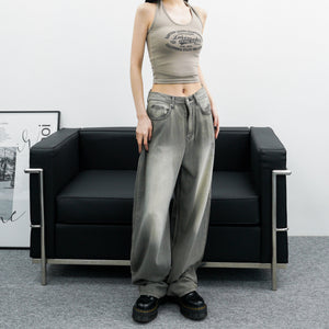 [Vintage] High Waist Summer Washed Wide Denim Pants/ 1色