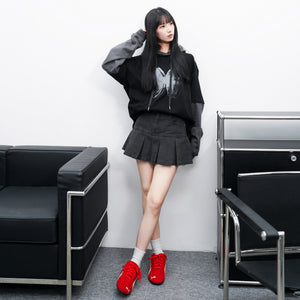[UNISEX] 假兩件拼袖BUTTERFLY HOODED LONG SLEEVE/ 1色