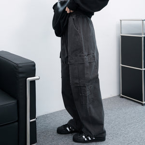 [UNISEX] Pigment Washed Multi Cargo Pants/ 2色
