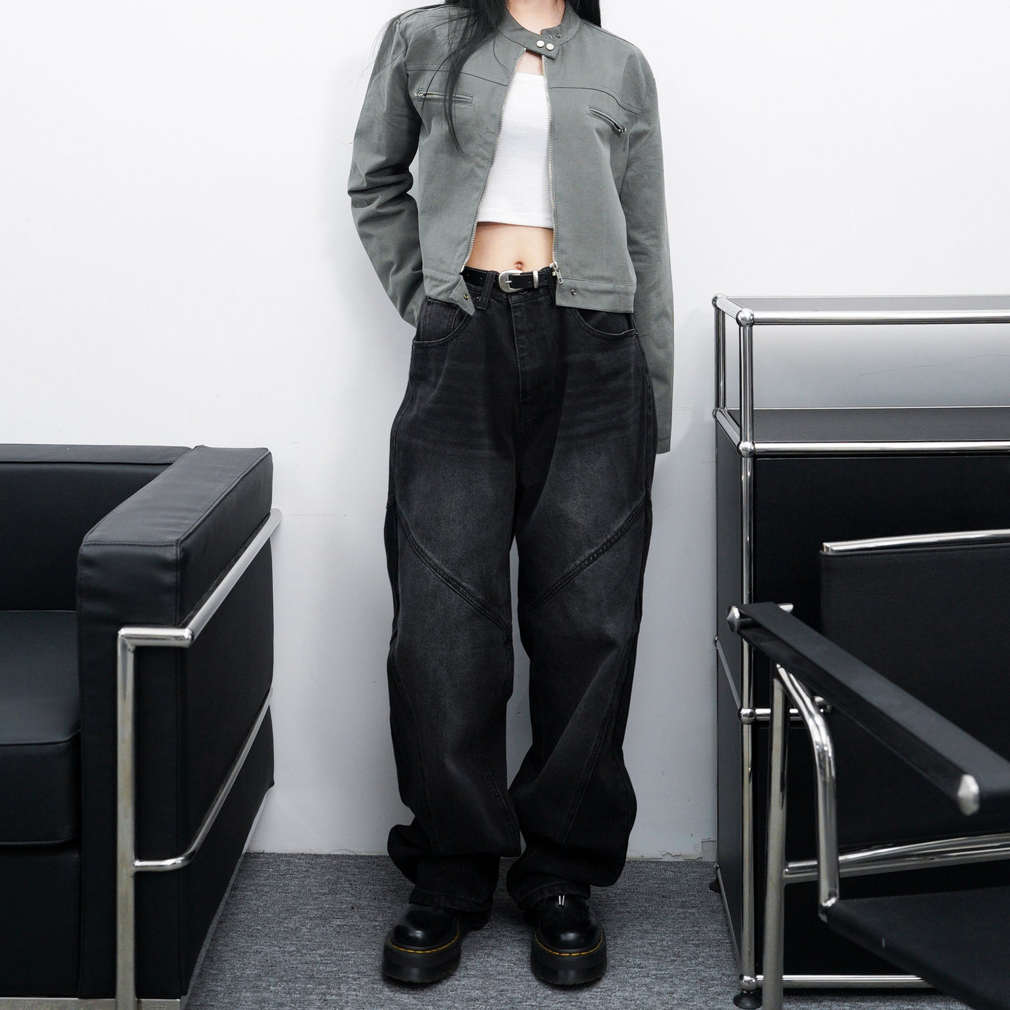[VINTAGE] 薄款霧面感GREY JACKET/ 1色