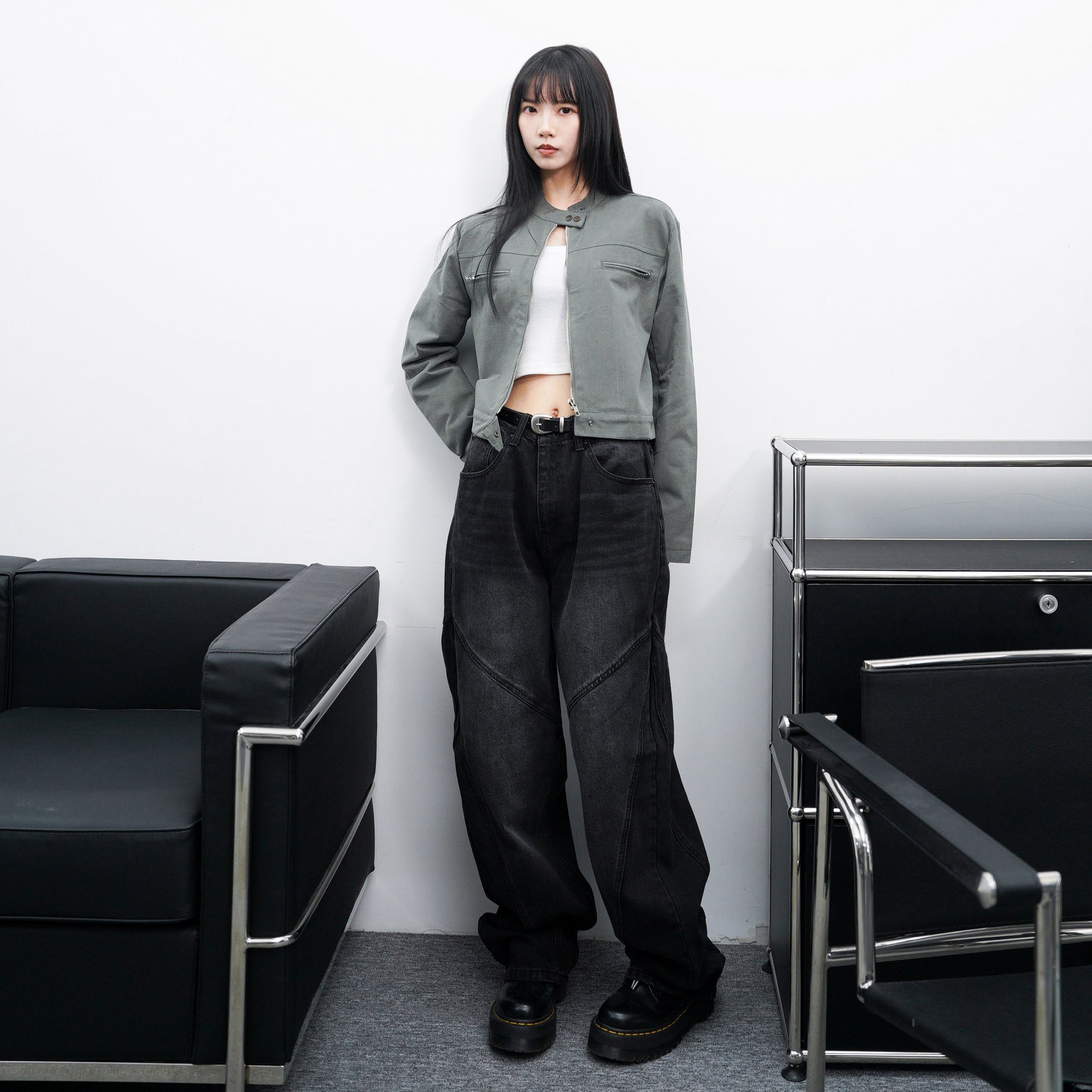 [VINTAGE] 薄款霧面感GREY JACKET/ 1色
