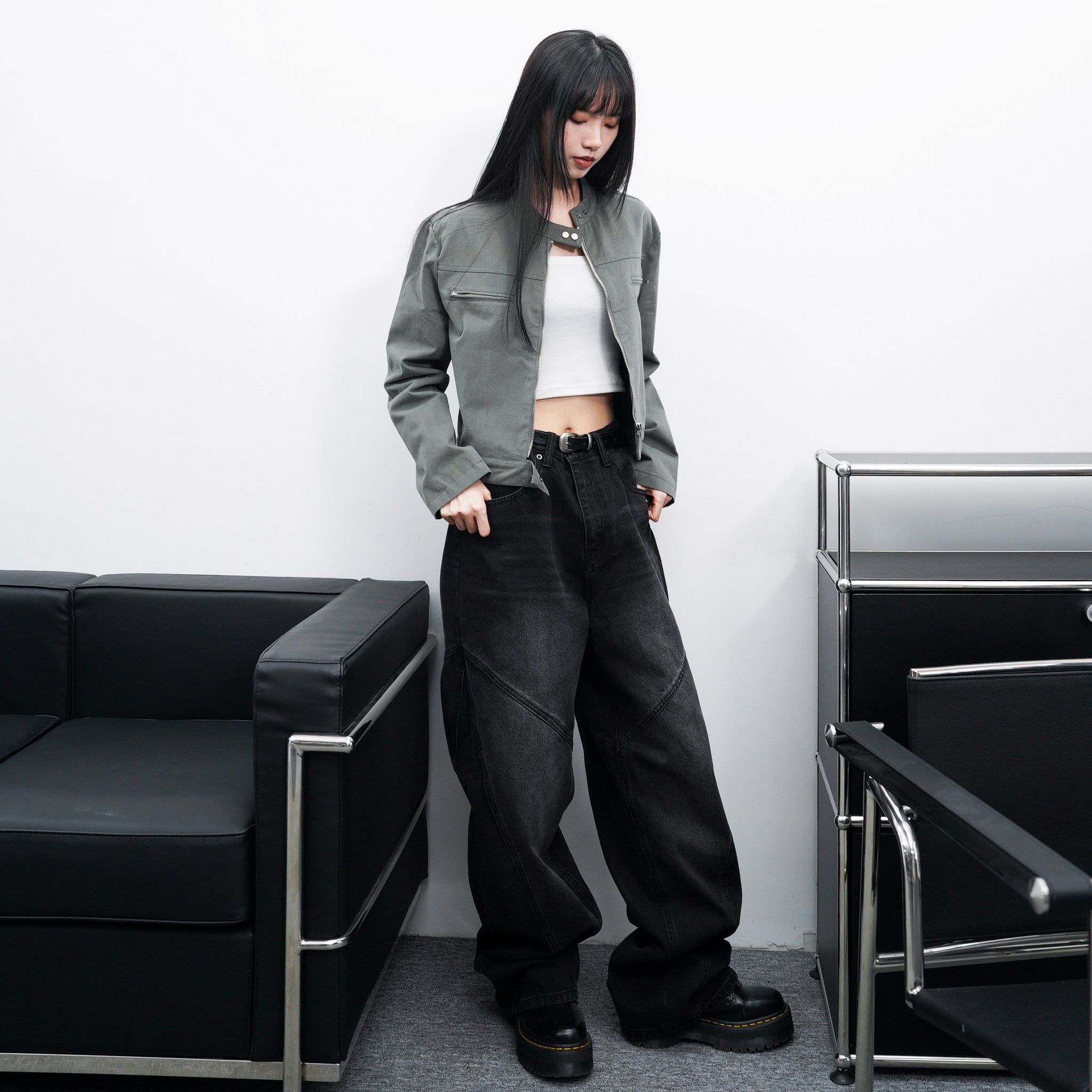 [VINTAGE] 薄款霧面感GREY JACKET/ 1色