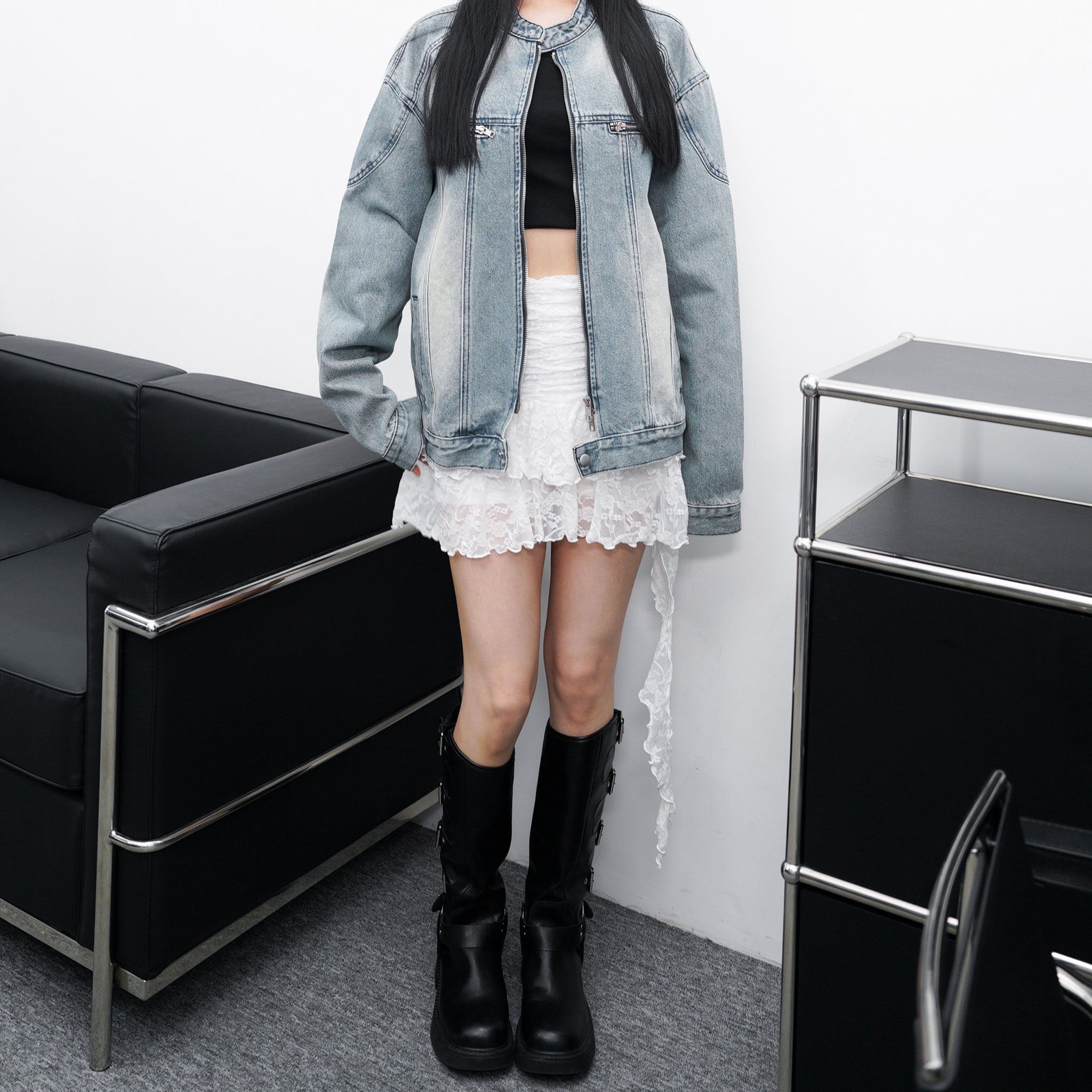 [UNISEX] 微泛黃淺藍色牛仔外套/ 1色