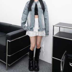 [UNISEX] 微泛黃淺藍色牛仔外套/ 1色