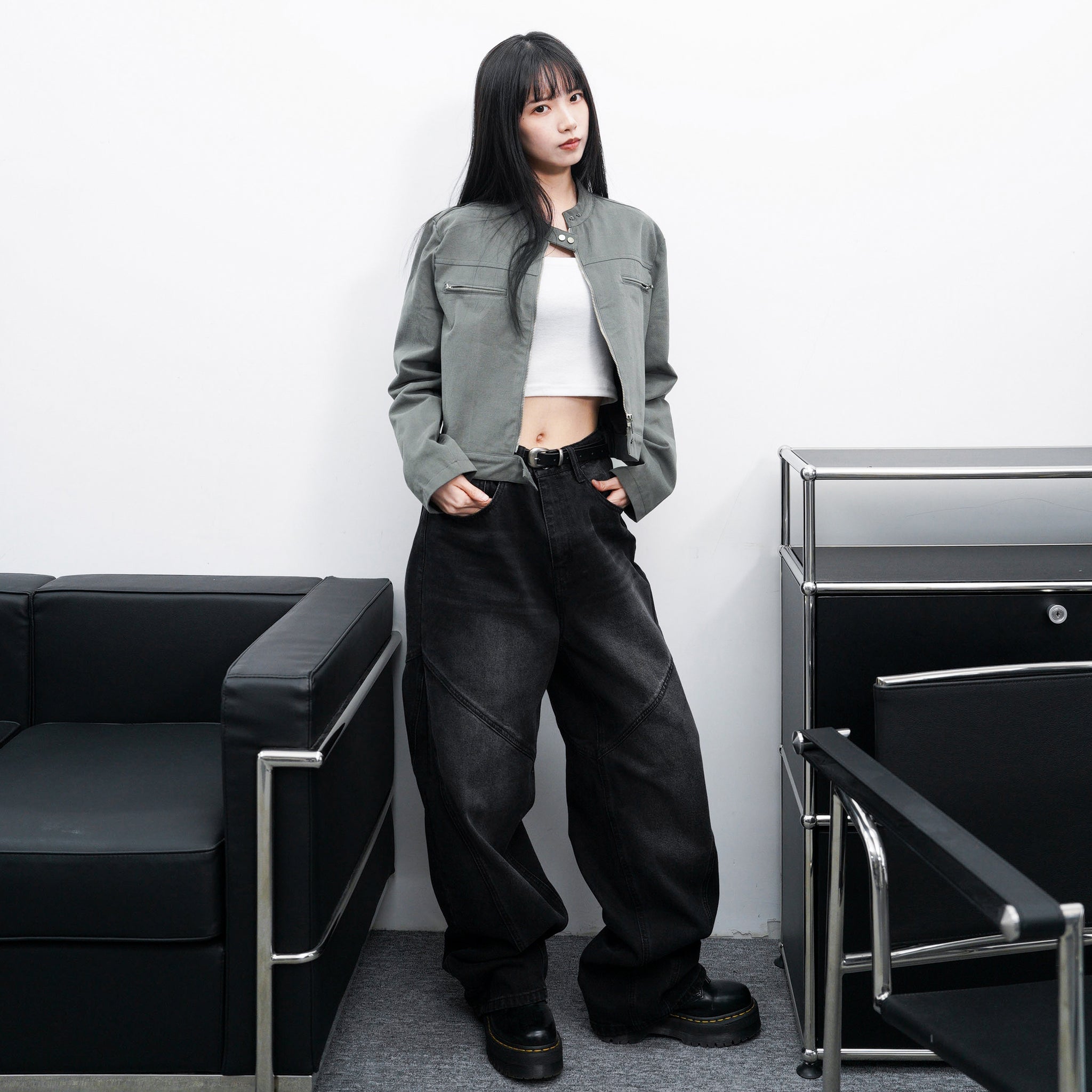 [VINTAGE] 薄款霧面感GREY JACKET/ 1色