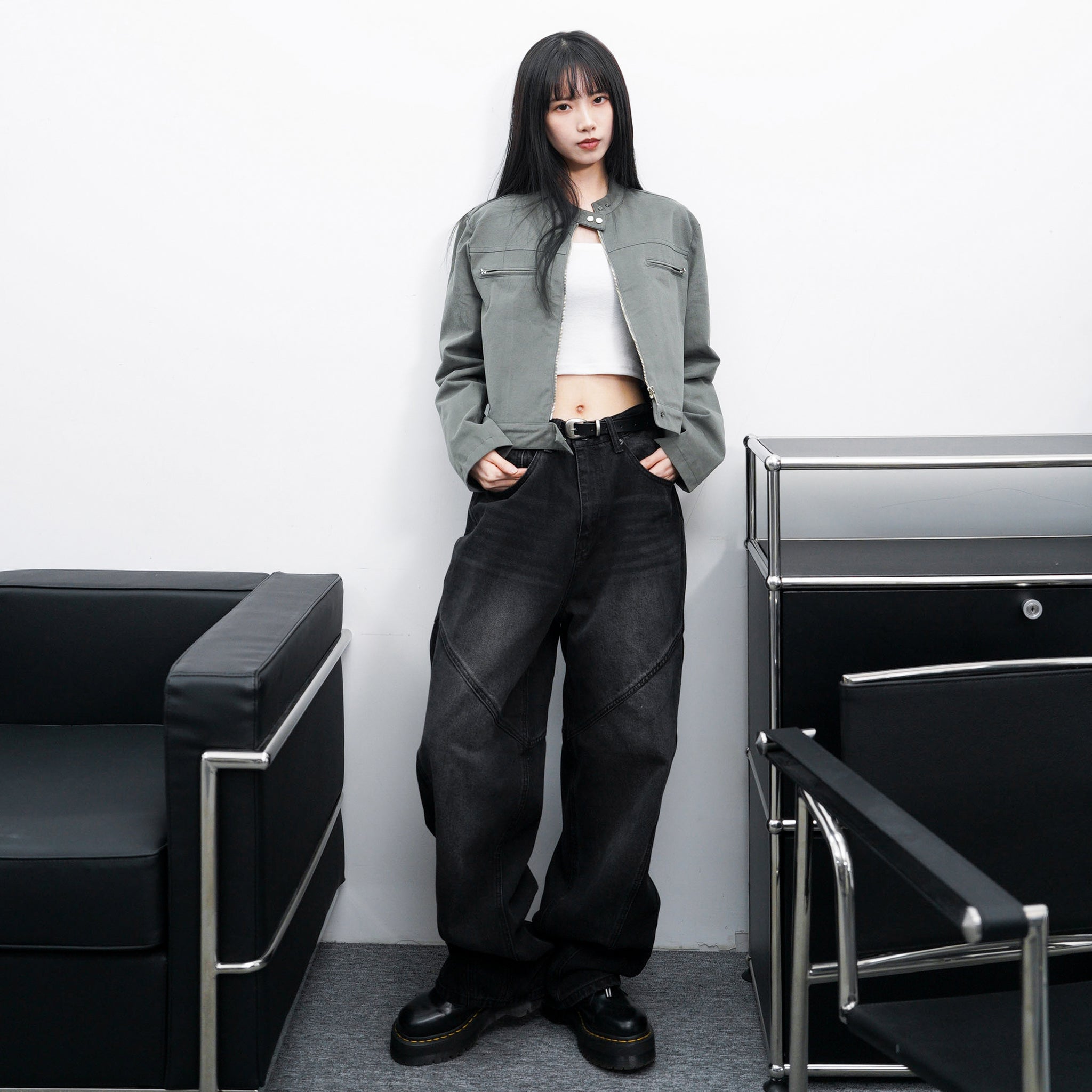 [VINTAGE] 薄款霧面感GREY JACKET/ 1色