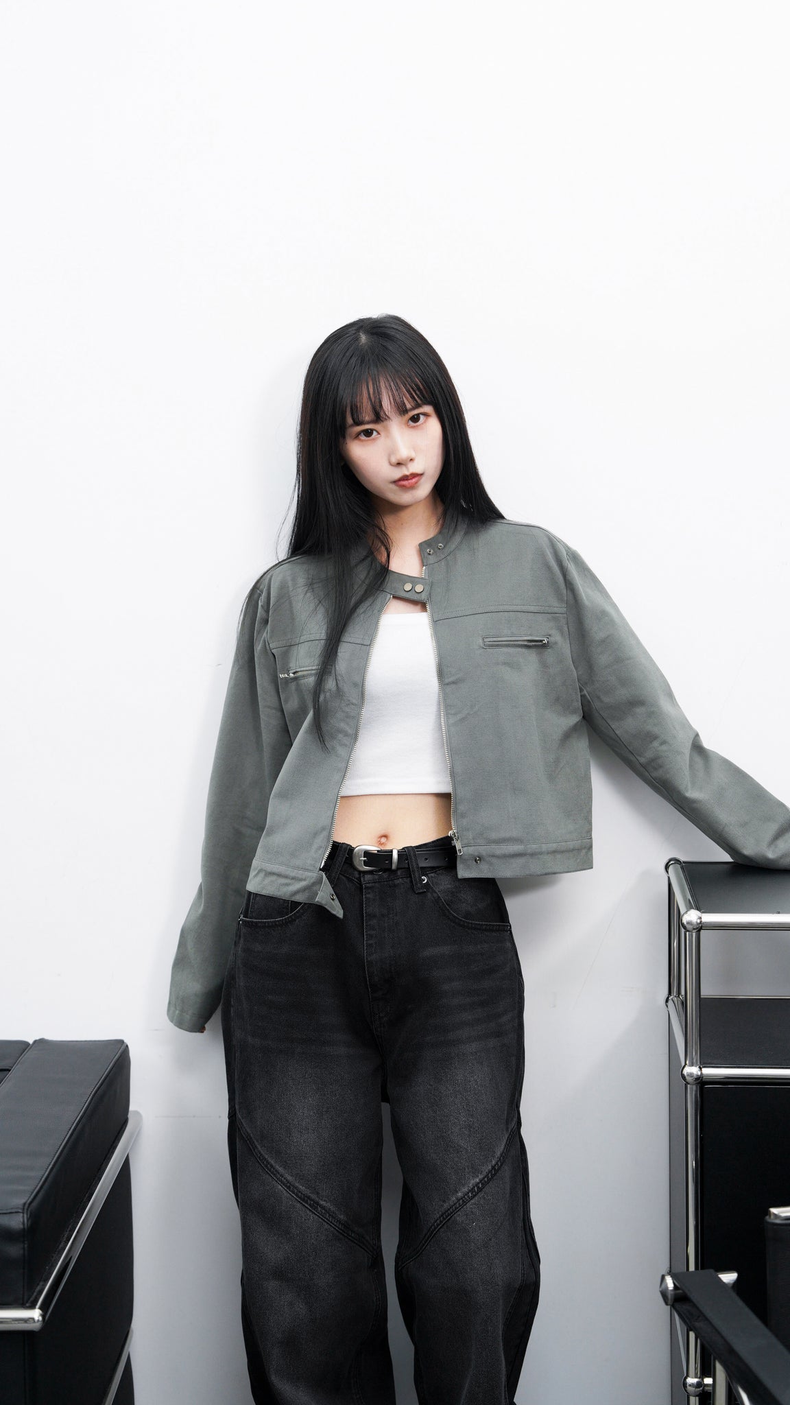 [VINTAGE] 薄款霧面感GREY JACKET/ 1色