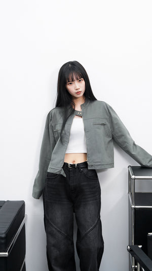 [VINTAGE] 薄款霧面感GREY JACKET/ 1色