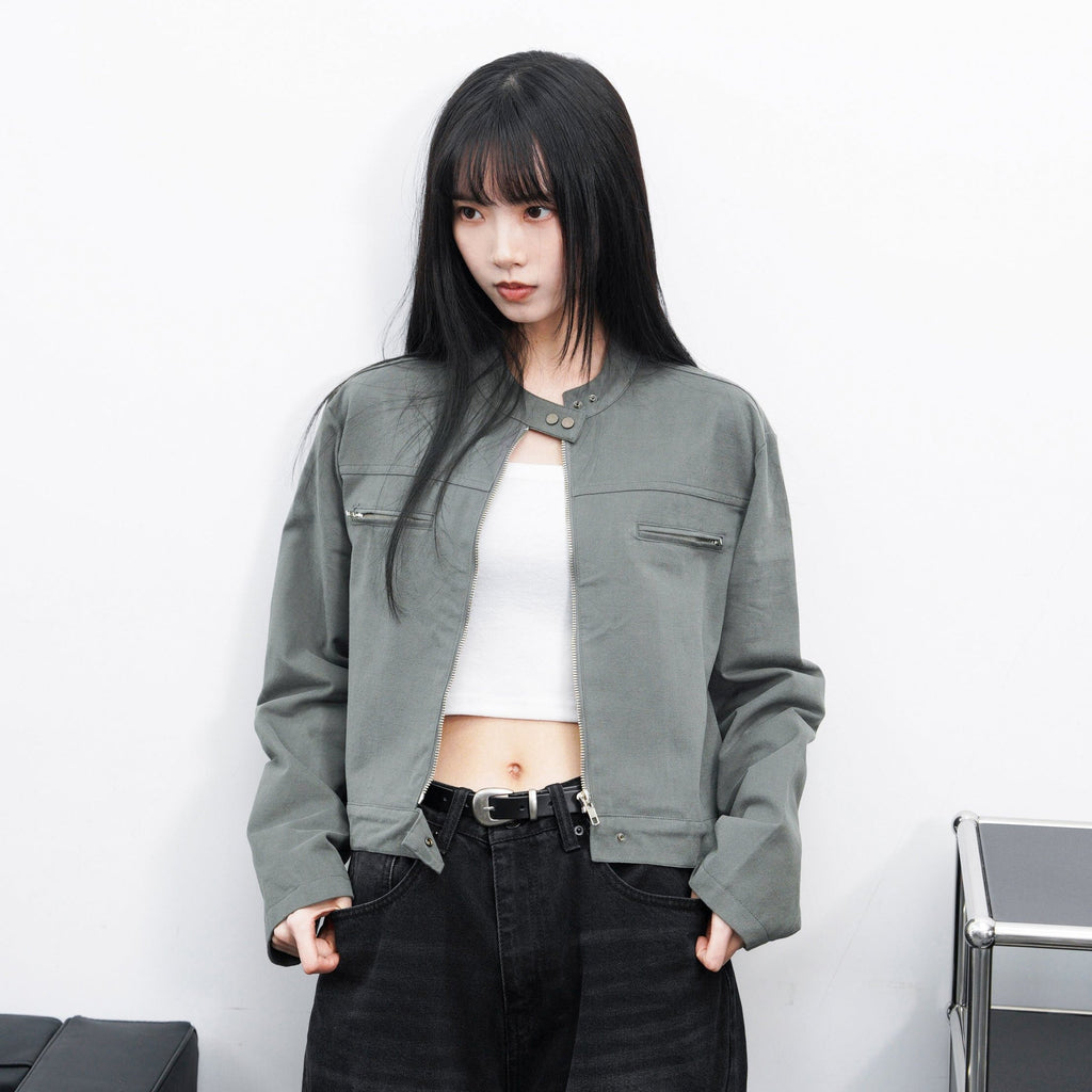 [VINTAGE] 薄款霧面感GREY JACKET/ 1色
