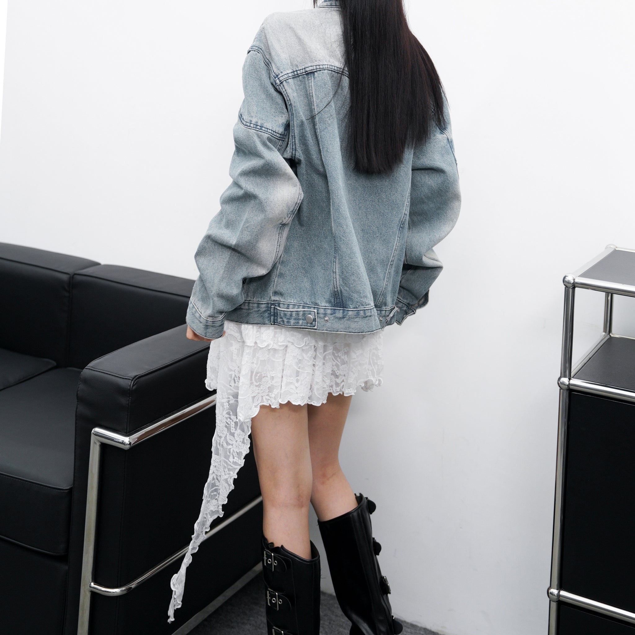 [UNISEX] 微泛黃淺藍色牛仔外套/ 1色