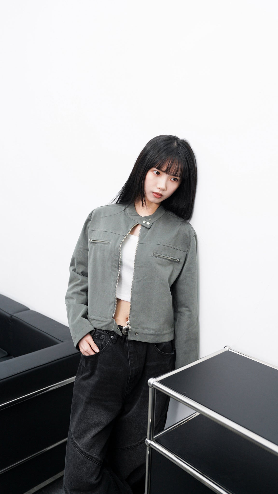 [VINTAGE] 薄款霧面感GREY JACKET/ 1色