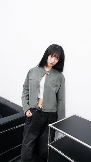 [VINTAGE] 薄款霧面感GREY JACKET/ 1色