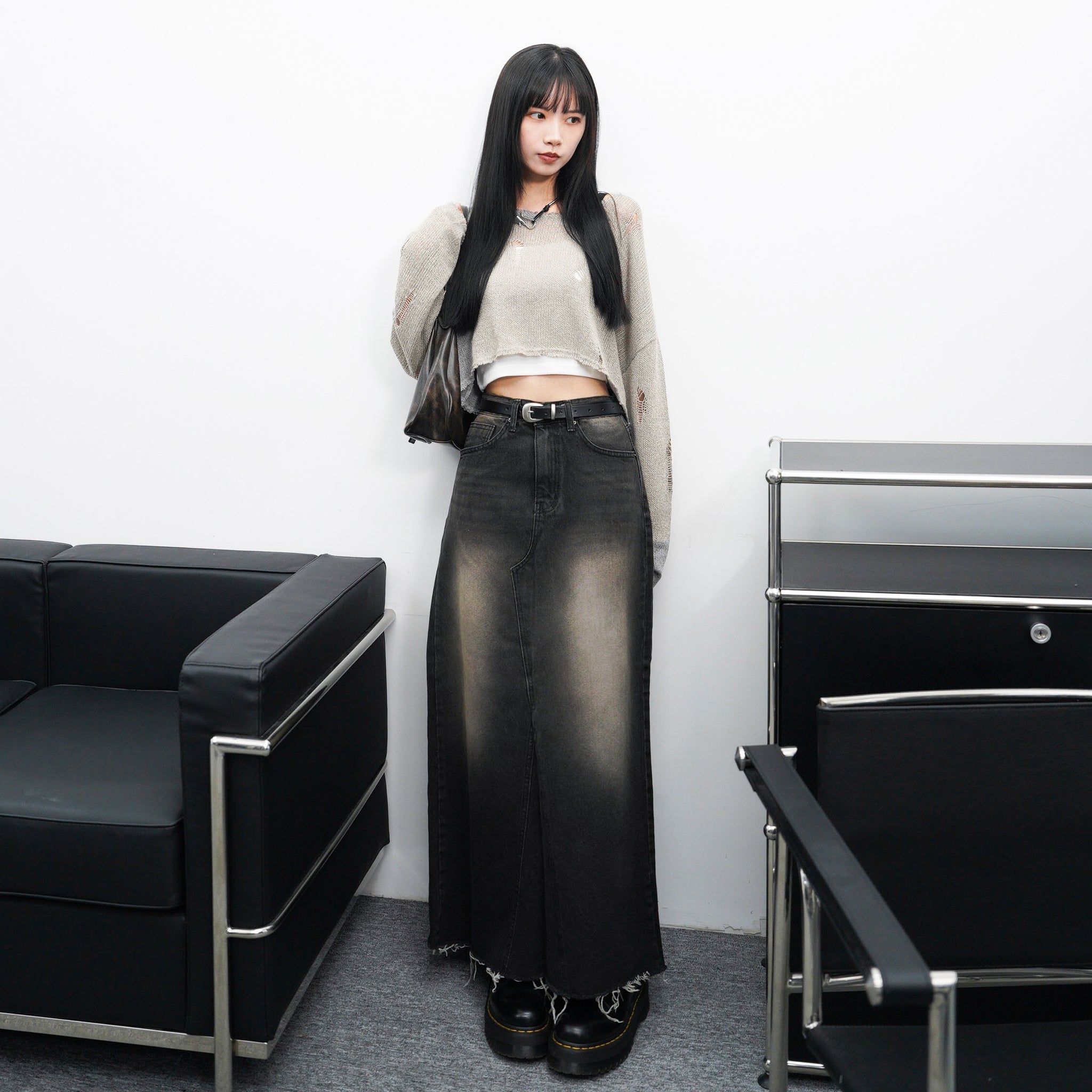 [BEST] DAMAGE CROP KNIT/ 3色