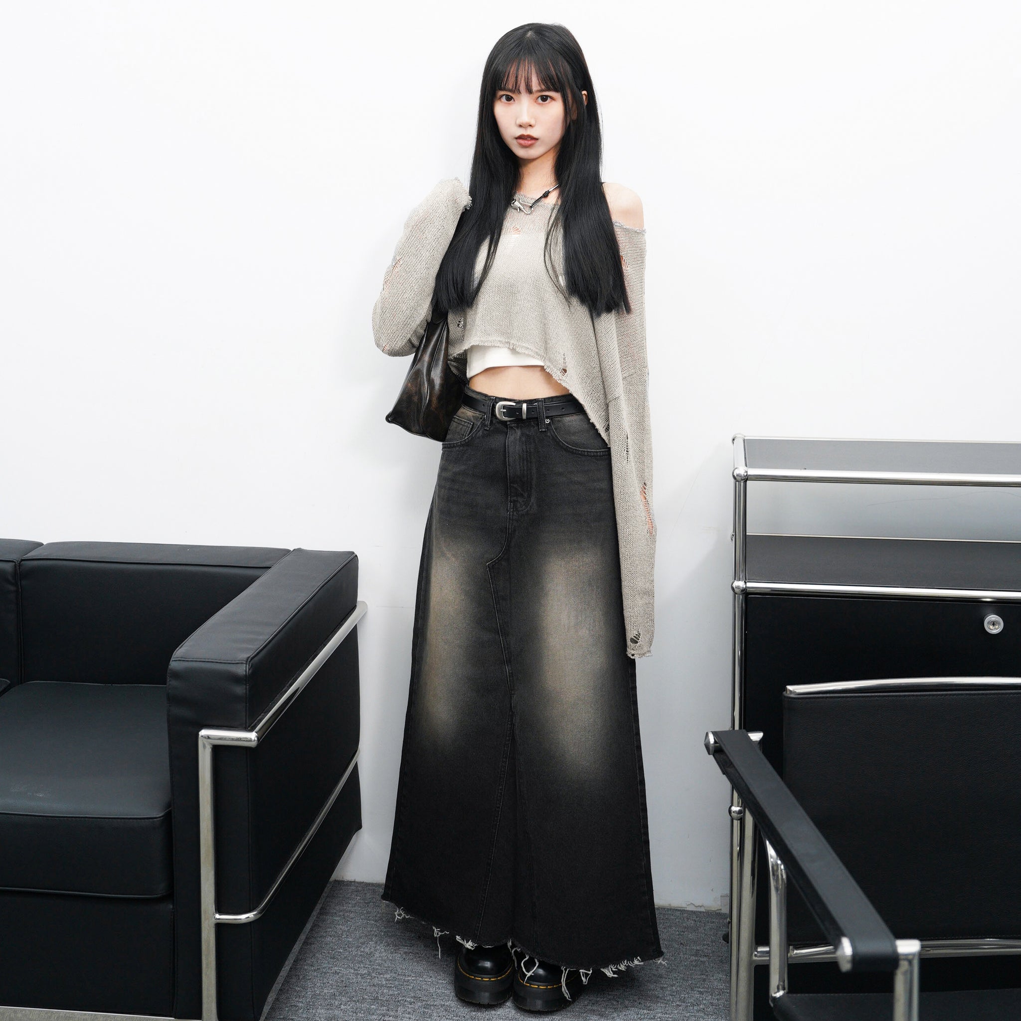 [BEST] DAMAGE CROP KNIT/ 3色