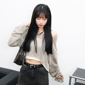 [BEST] DAMAGE CROP KNIT/ 3色