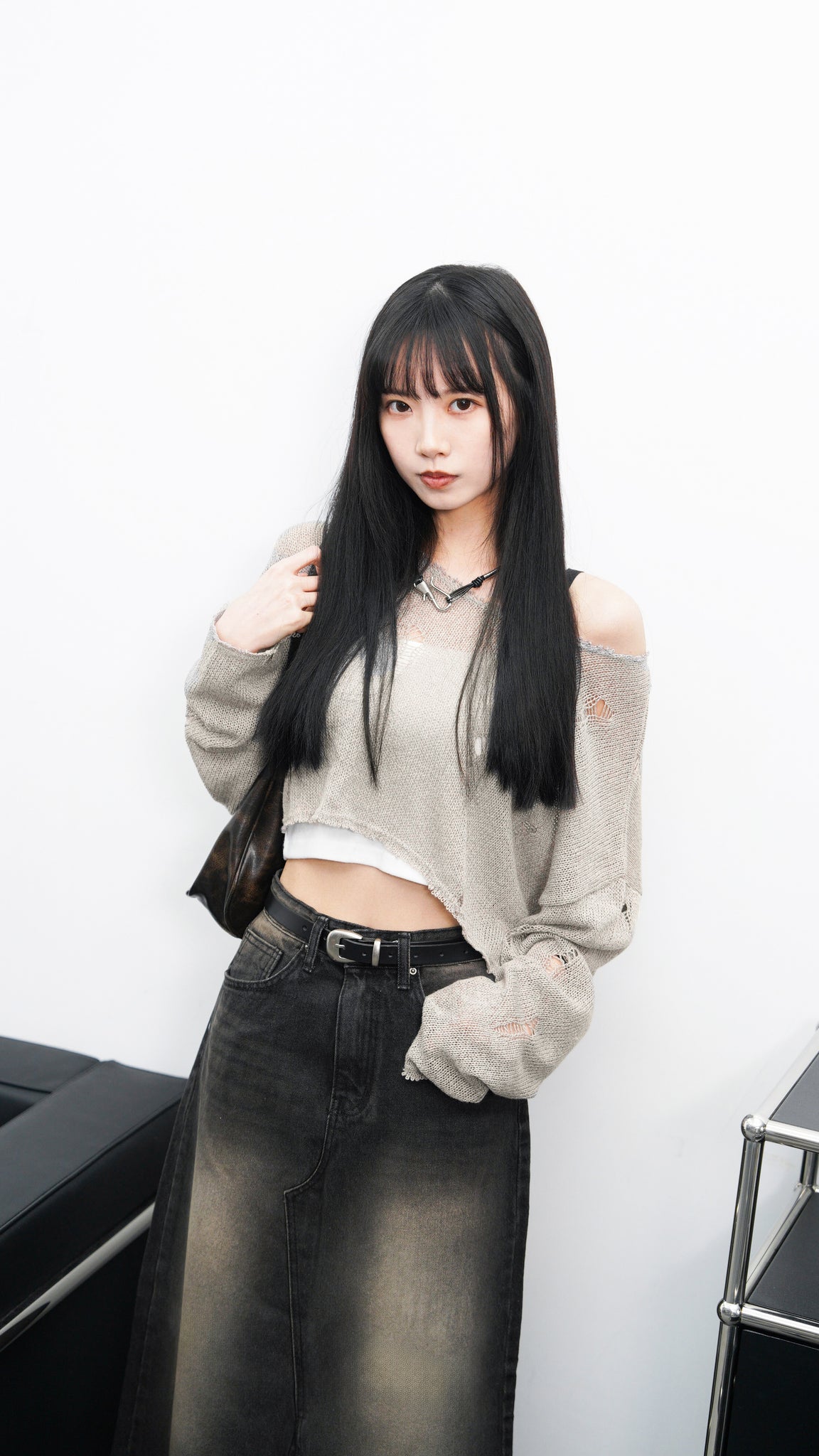 [BEST] DAMAGE CROP KNIT/ 3色
