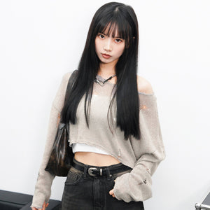 [BEST] DAMAGE CROP KNIT/ 3色