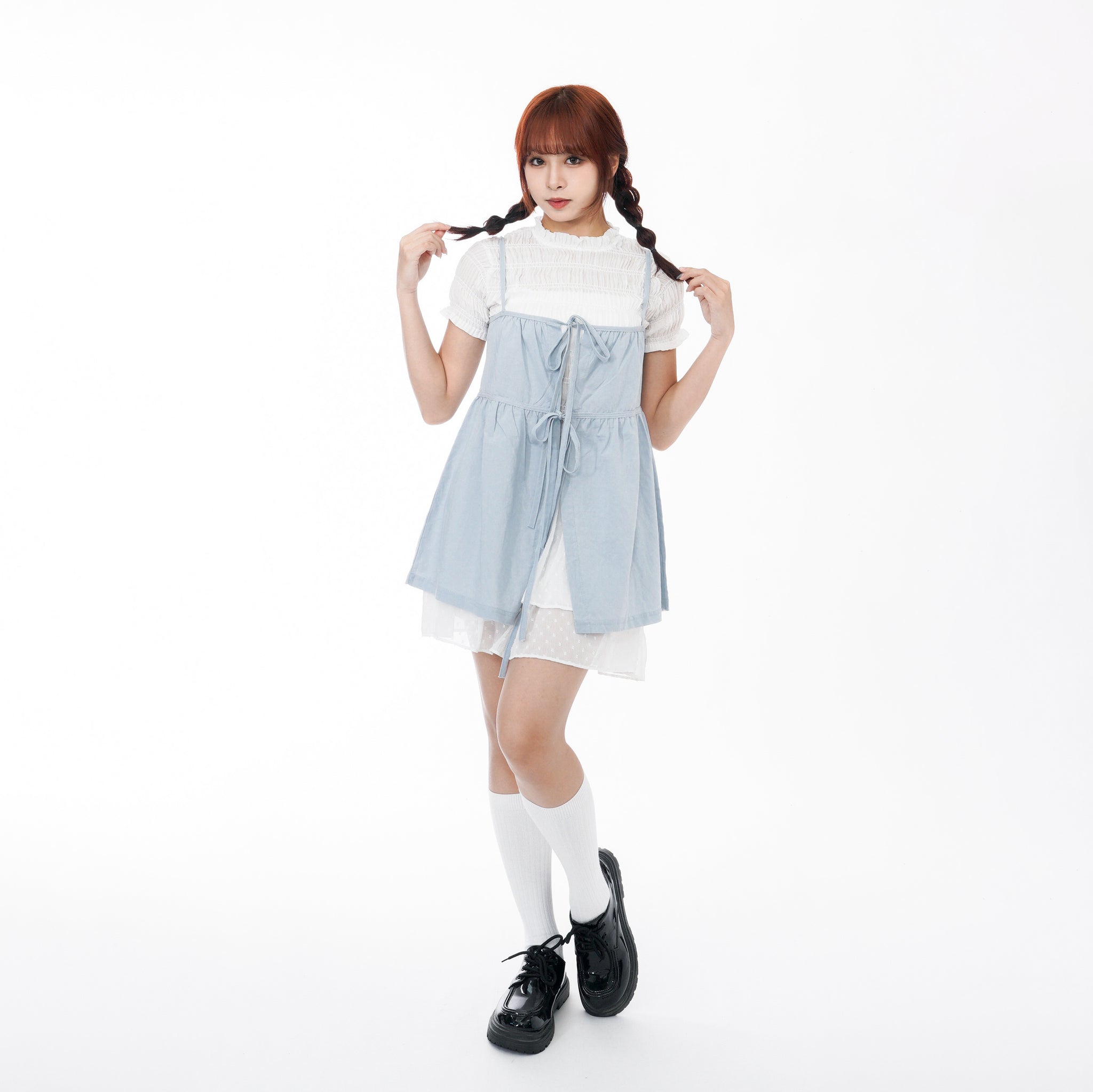 2WAY 2RIBBONS LAYERED SLEEVELESS TOP/ 2色