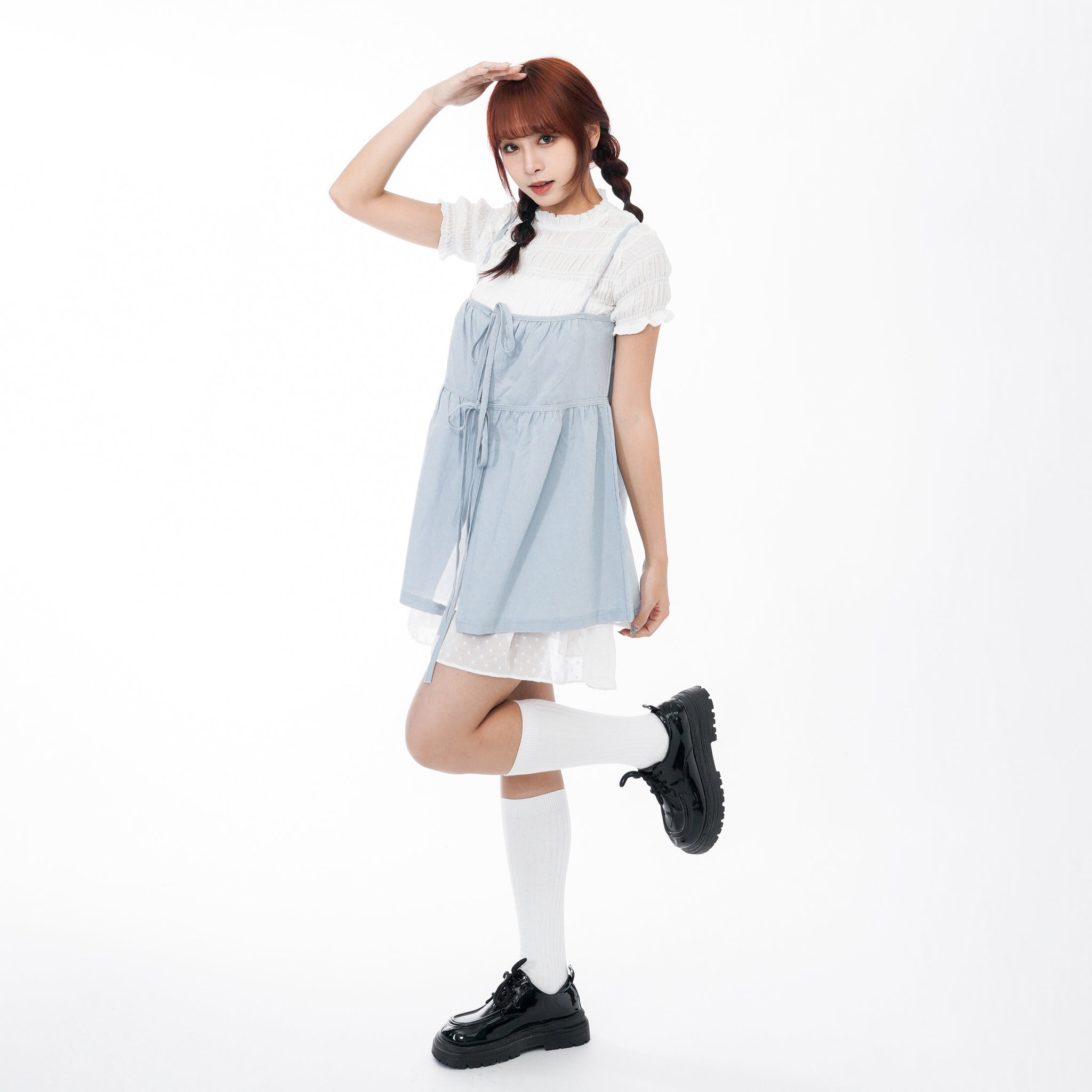 2WAY 2RIBBONS LAYERED SLEEVELESS TOP/ 2色