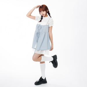 2WAY 2RIBBONS LAYERED SLEEVELESS TOP/ 2色