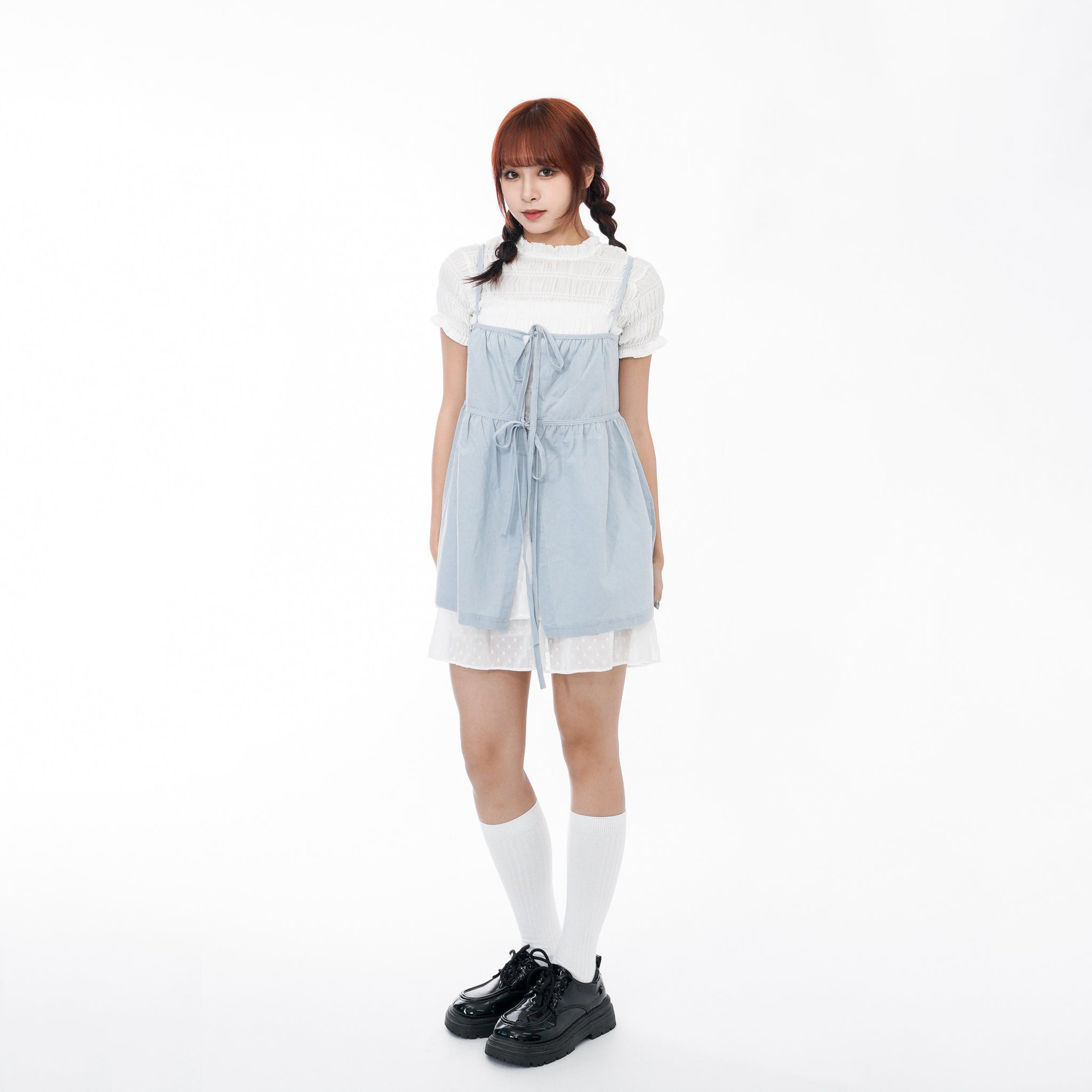 2WAY 2RIBBONS LAYERED SLEEVELESS TOP/ 2色