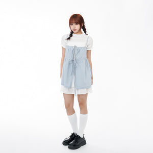 2WAY 2RIBBONS LAYERED SLEEVELESS TOP/ 2色