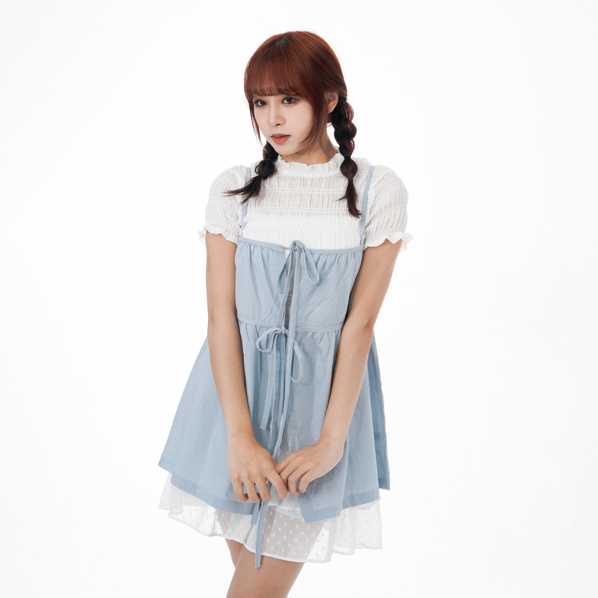 2WAY 2RIBBONS LAYERED SLEEVELESS TOP/ 2色