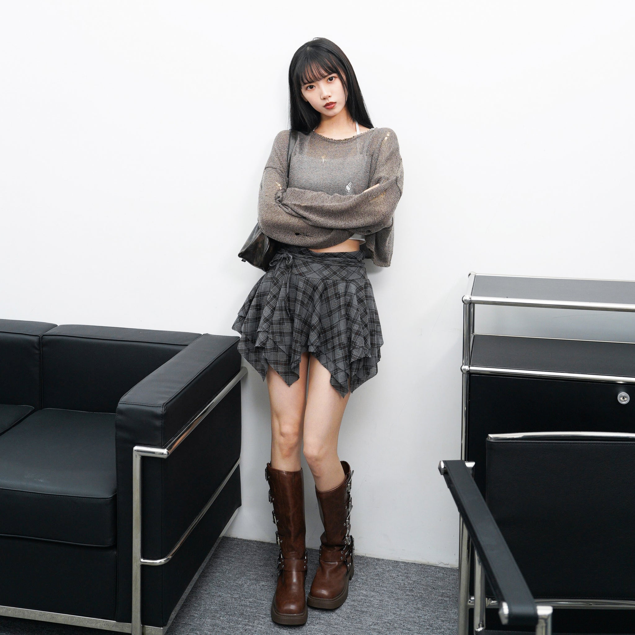[BEST] DAMAGE CROP KNIT/ 3色