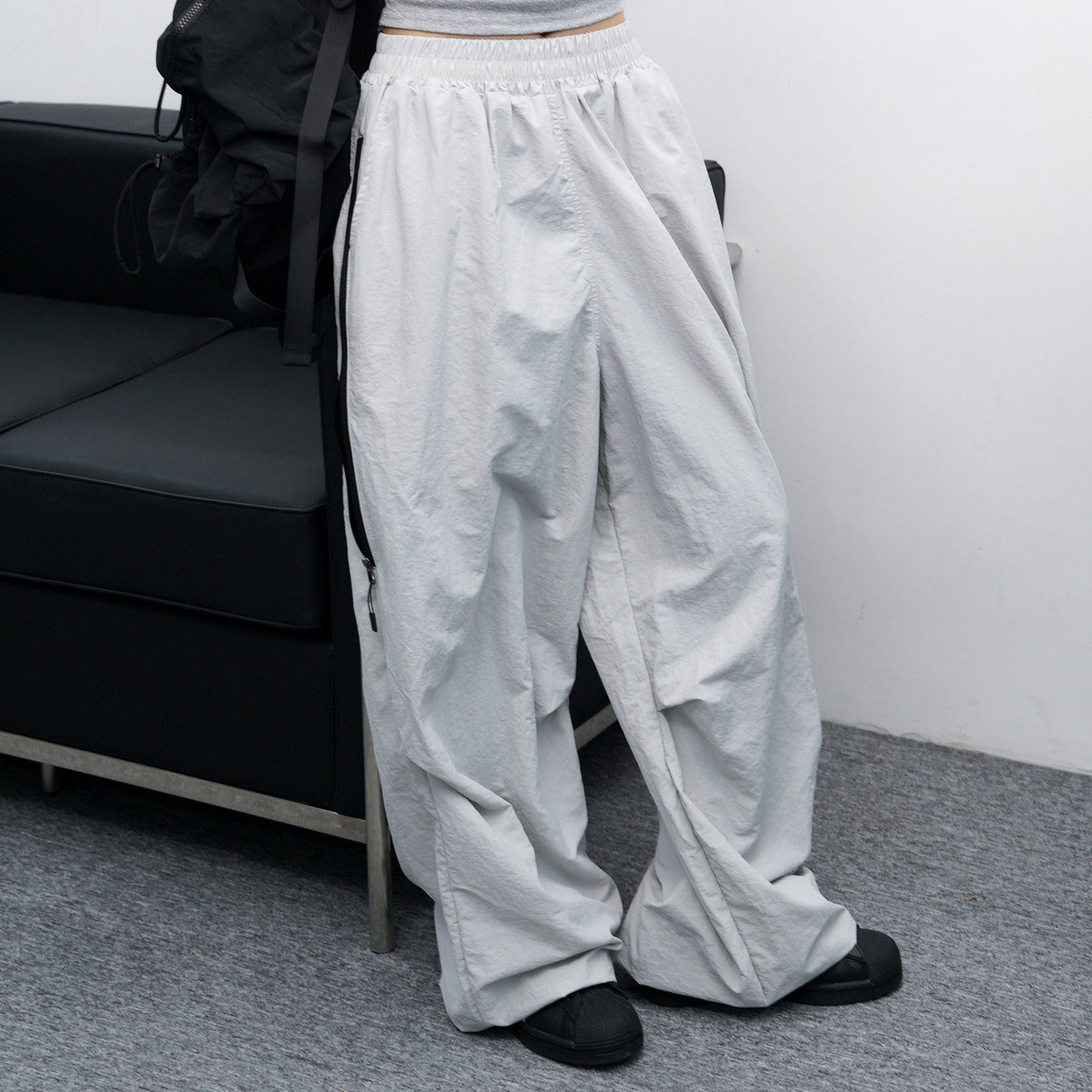 [UNISEX] SIDE ZIPPER NYLON PANTS/ 2色