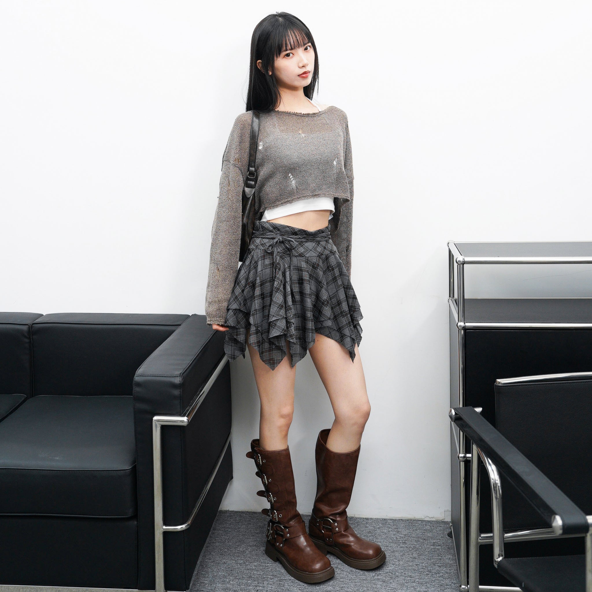[BEST] DAMAGE CROP KNIT/ 3色