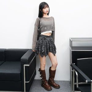 [BEST] DAMAGE CROP KNIT/ 3色