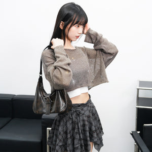 [BEST] DAMAGE CROP KNIT/ 3色
