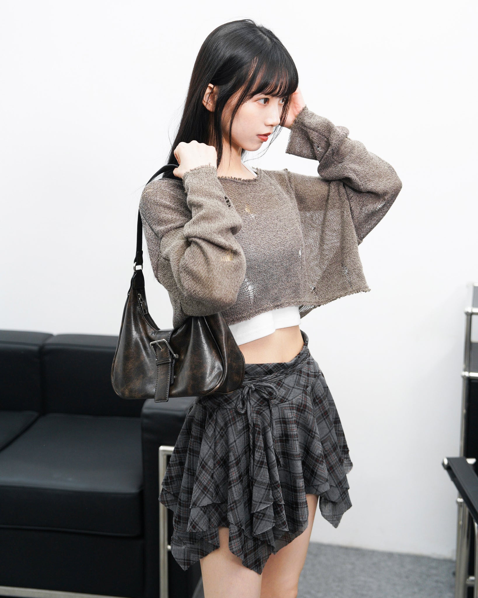 [BEST] DAMAGE CROP KNIT/ 3色