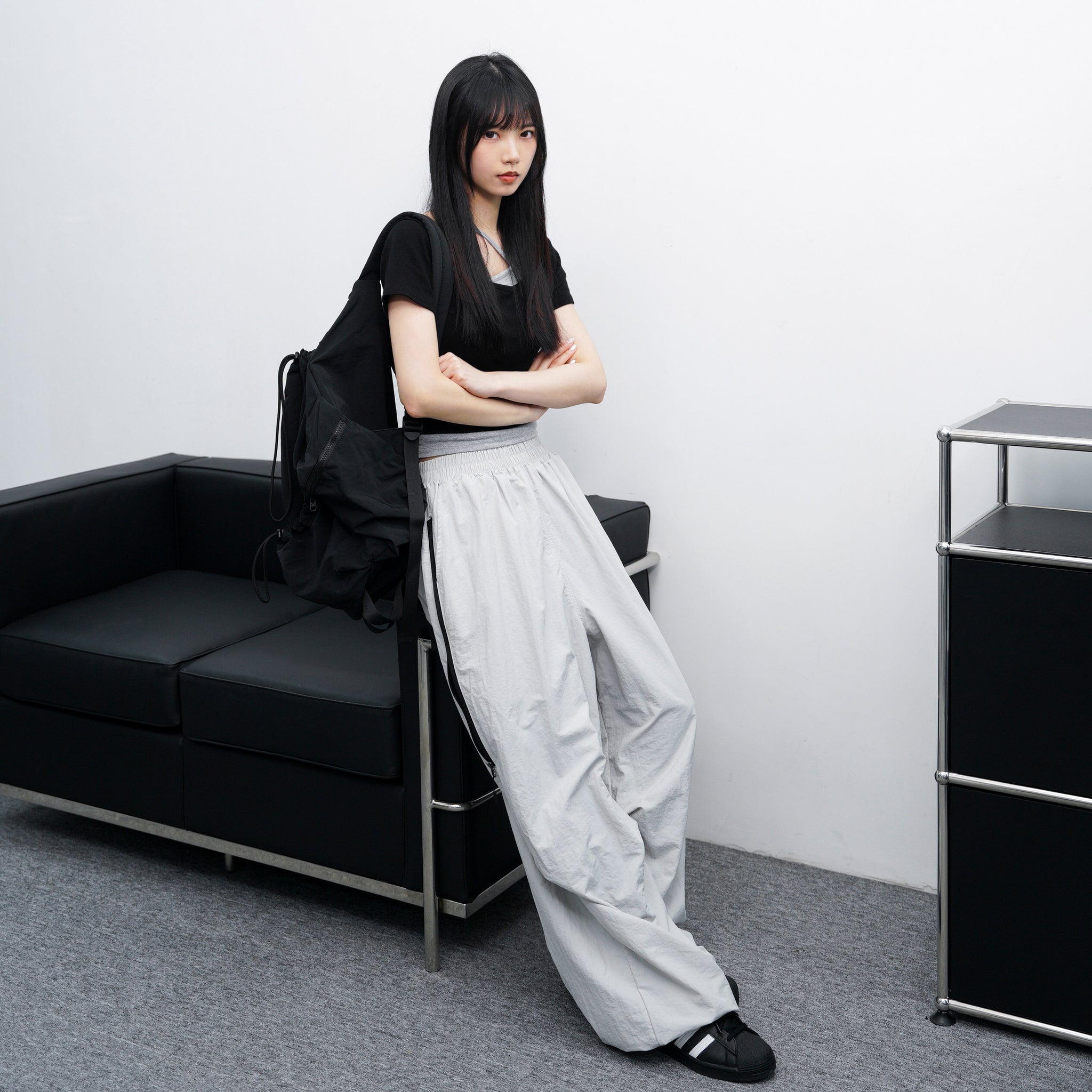 [UNISEX] SIDE ZIPPER NYLON PANTS/ 2色